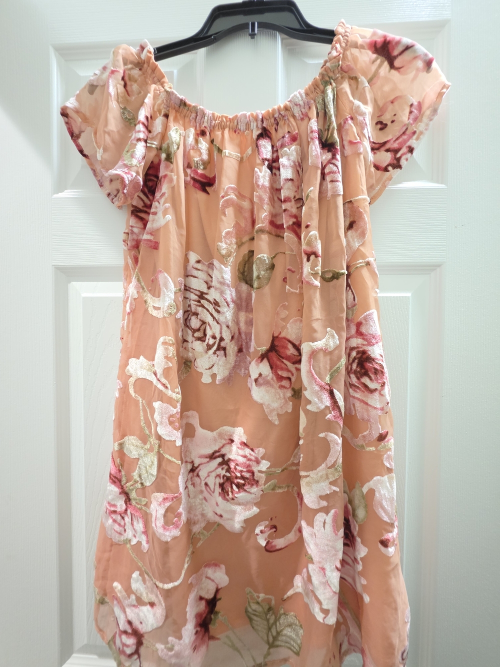 Xhilaration Peach Floral Off-Shoulder Midi Dress